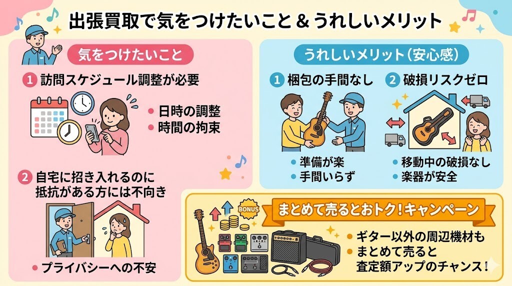 出張買取を利用する際に気をつけたいことをわかりやすく図解