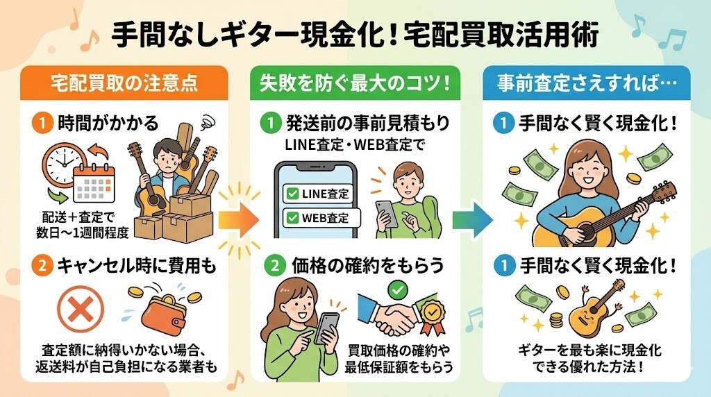 梱包キットで手間なし!全国対応の「宅配買取」を活用するコツをわかりやすく図解