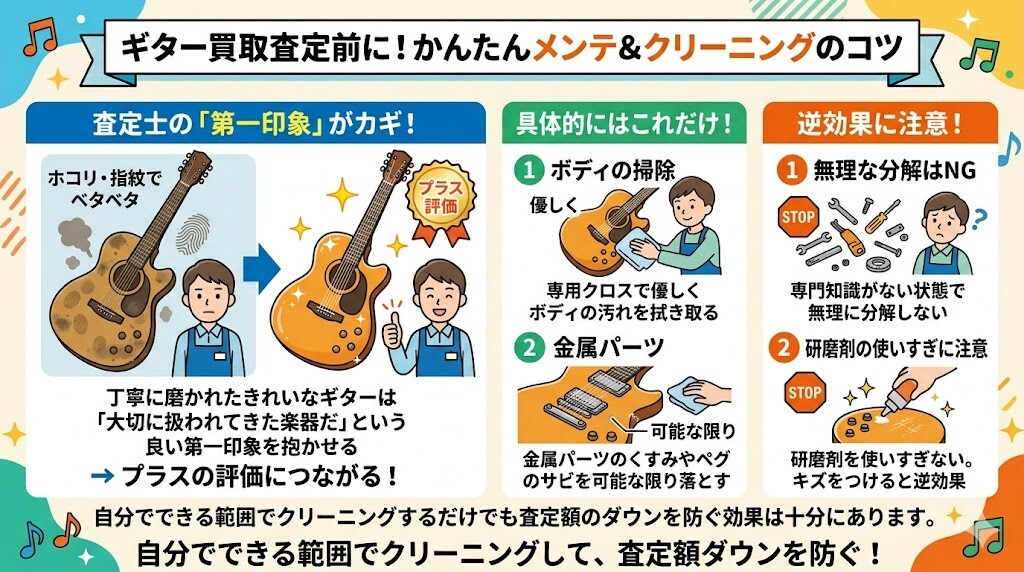 1. 査定前の簡単なメンテナンスとホコリ・汚れのクリーニングをわかりやすく図解