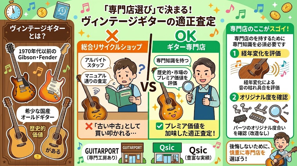 4. ヴィンテージギターの価値を正しく評価できる専門店を選ぶをわかりやすく図解