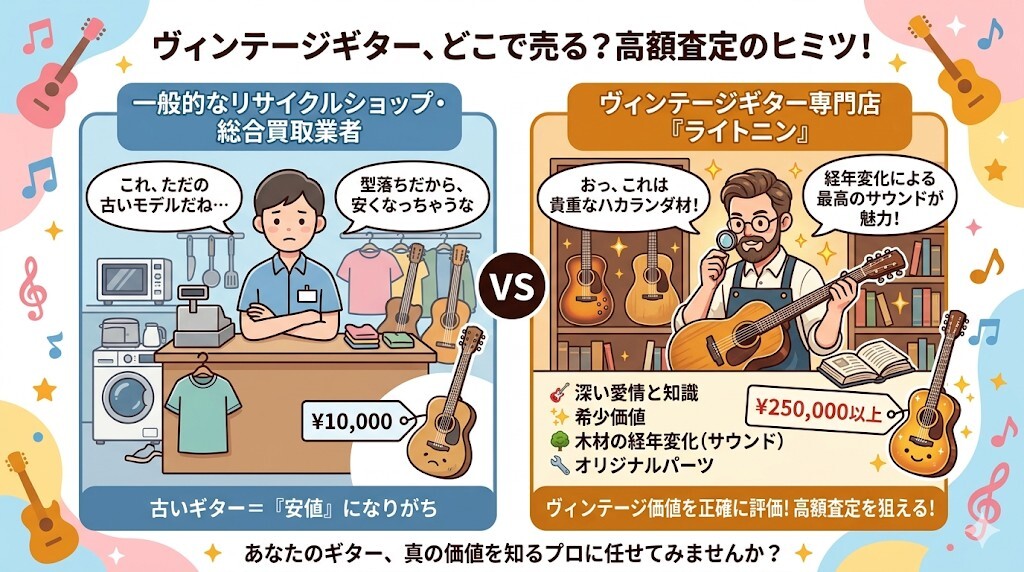 ヴィンテージギターの高額査定を狙うなら「ライトニン」をわかりやすく図解