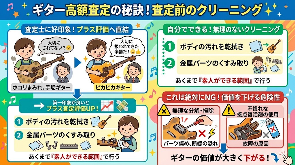 査定に出す前のクリーニングも非常に効果的であることをわかりやすく図解