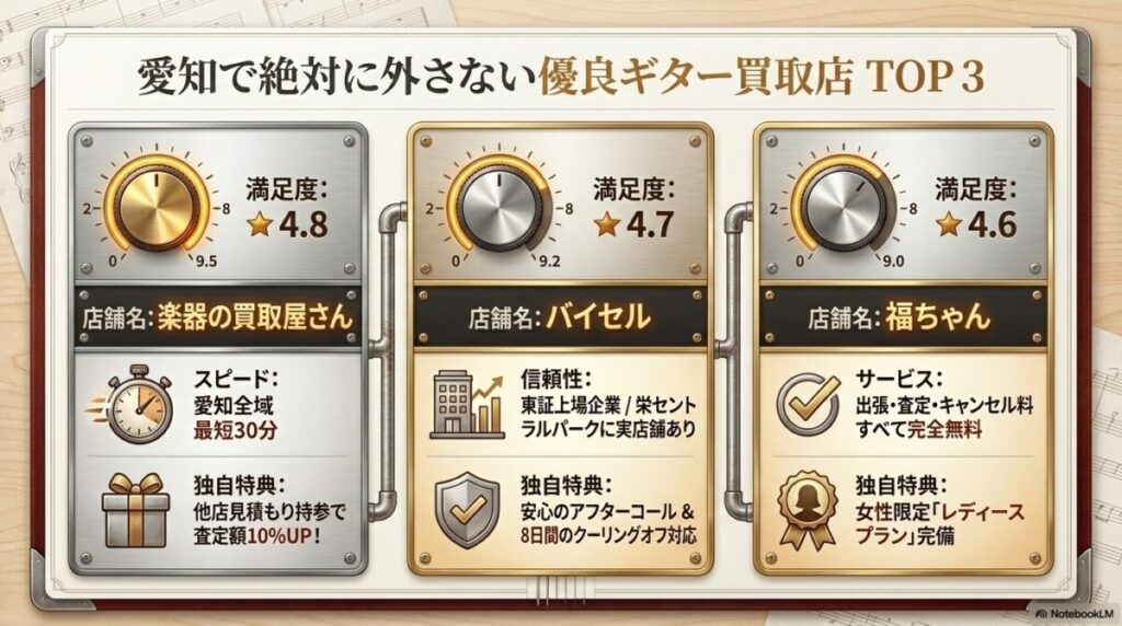 時間がない愛知県民へ！出張買取で即日現金化できる絶対に外さない優良ギター買取店TOP3