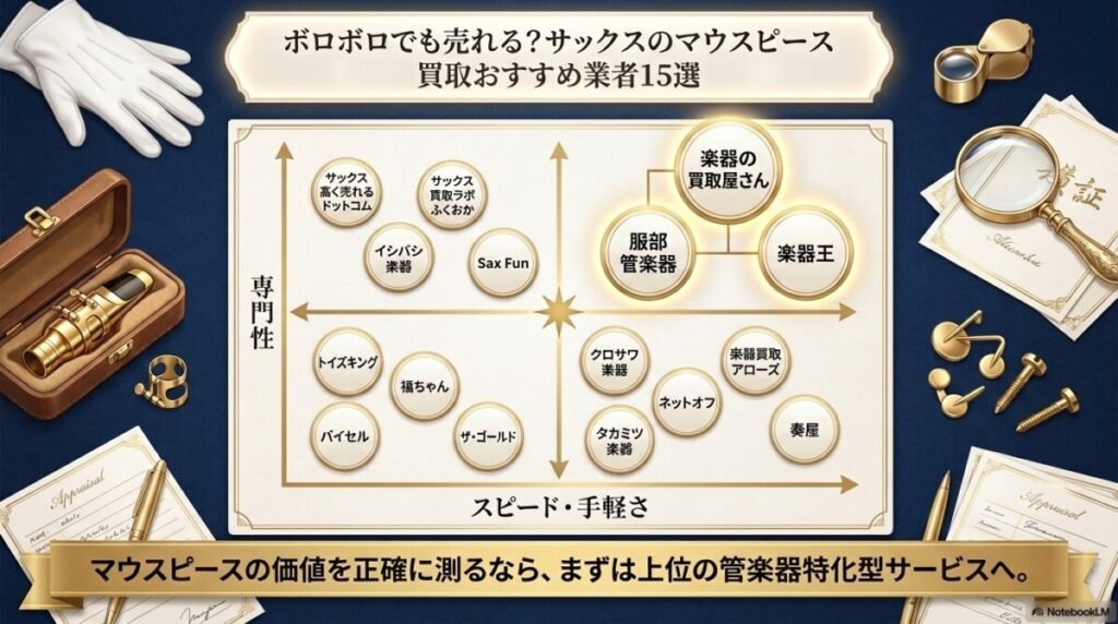 ボロボロでも売れる?サックスのマウスピース買取おすすめ業者15選(詳しく比較) 図解イラスト