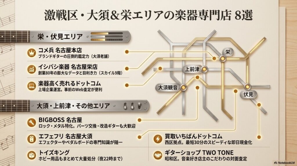 名古屋・大須・栄エリアの楽器専門店8選（店頭持込派におすすめ）