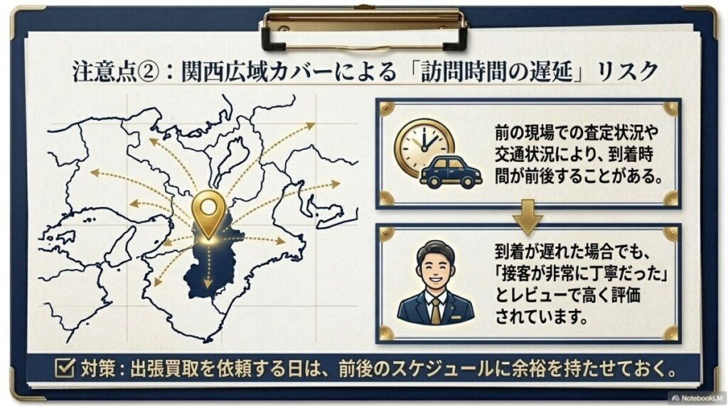 注意点2:出張買取の訪問時間が予定より遅れることがある?