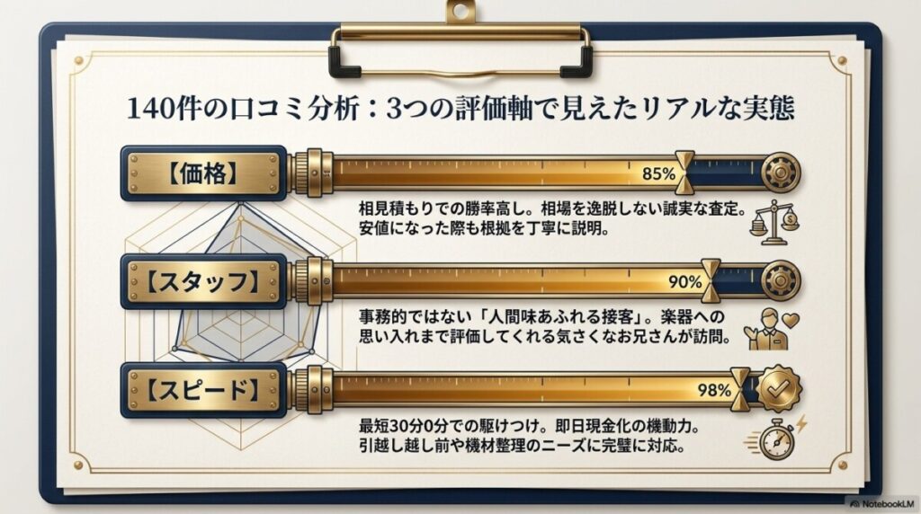 楽器の買取屋さん 奈良神殿店の口コミ・評判を評価軸別に徹底整理