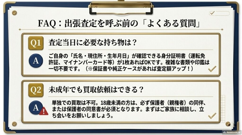 FAQ:楽器の買取屋さん 奈良神殿店の出張買取に関するよくある質問