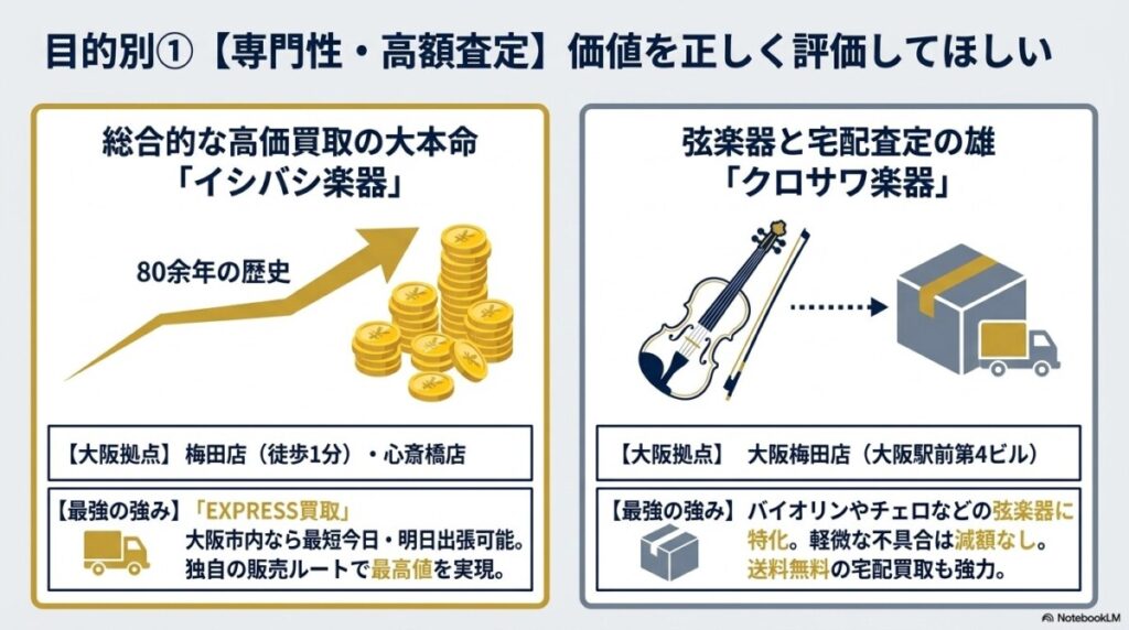 大阪の楽器買取おすすめ厳選8社!全28店舗から初心者でも迷わず選べる
