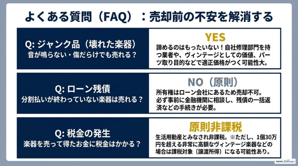 大阪での楽器買取に関するよくある質問(FAQ)