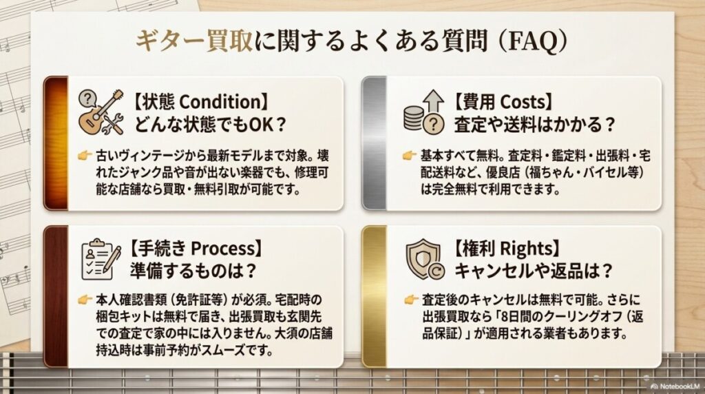 愛知でのギター・楽器買取に関するよくある質問（FAQ）13選