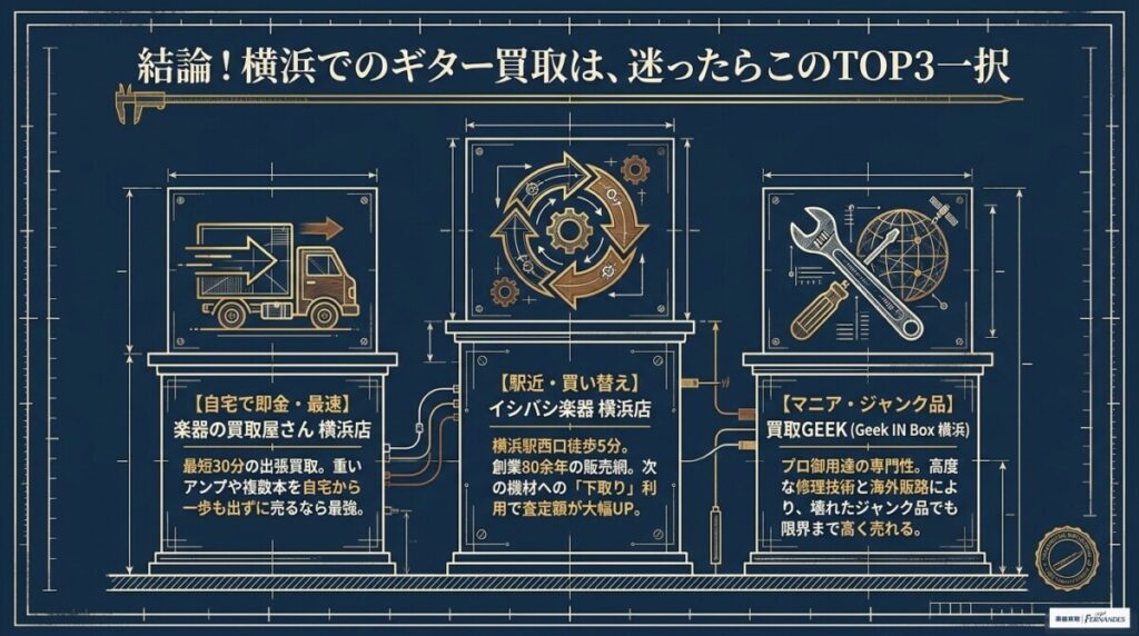 結論！ギター買取(横浜)で迷ったらこのおすすめTOP3一択