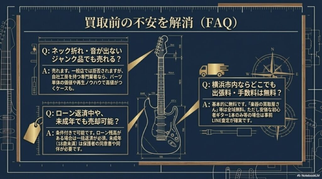 ギター買取(横浜)に関するよくある質問（FAQ）と関連する悩み