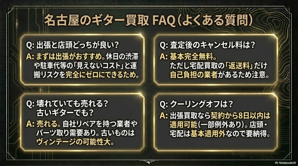 名古屋のギター買取でよくある質問（FAQ）