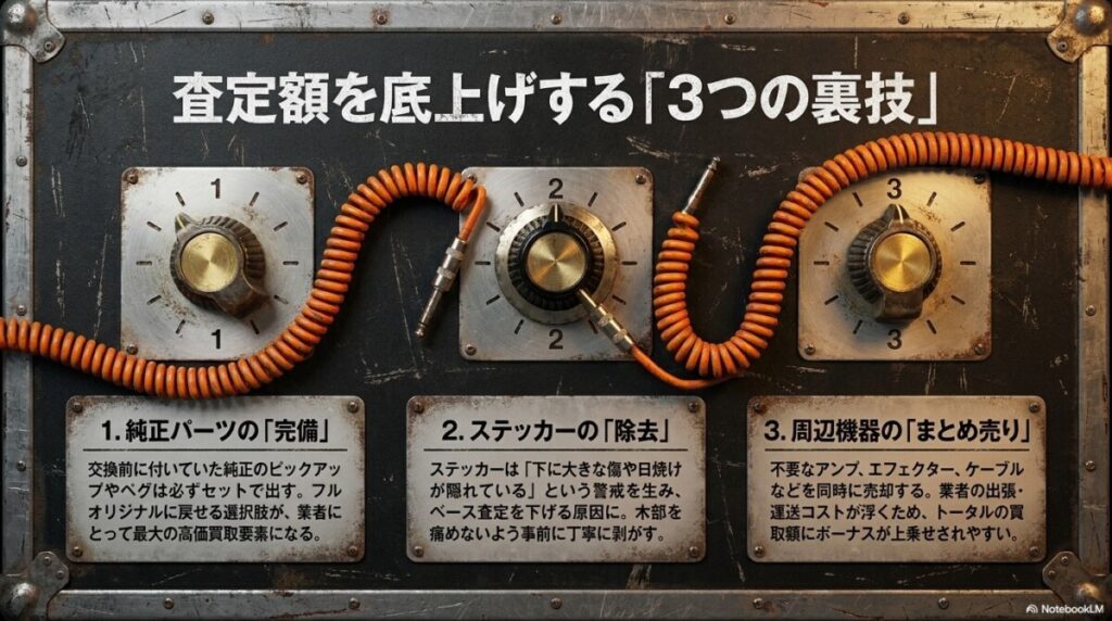 改造ギターを1円でも高く売るコツ!純正パーツの保管とまとめ売りの極意